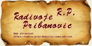 Radivoje Pribanović vizit kartica